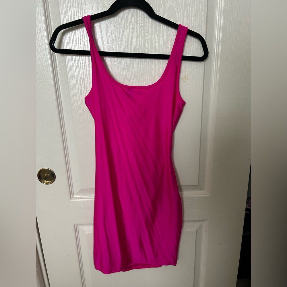 shein neon pink cutout dress